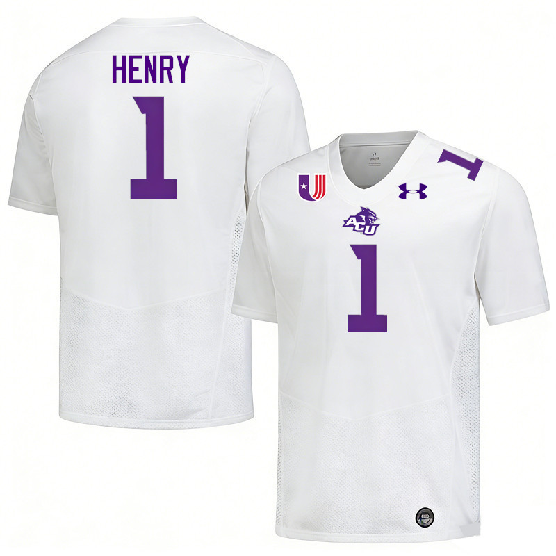 Abilene Christian Wildcats #1 J.J. Henry College Football Jerseys,Uniforms Stitched-White Abilene Christian Wildcats #1 J.J. Henry College Football Jerseys,Uniforms Stitched-White